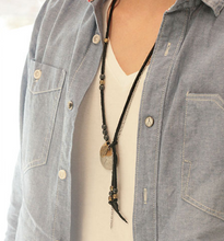 Load image into Gallery viewer, BLACK LEATHER COIN NECKLACE
