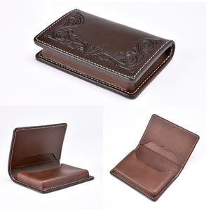 FUNNY LEATHER CARD CASE - BROWN