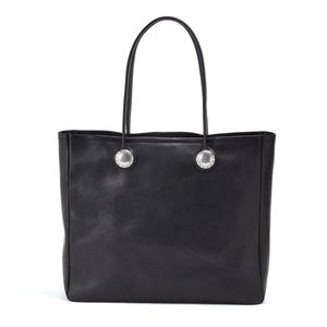 FUNNY LEATHER TOTE BAG - BLACK