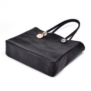 FUNNY LEATHER TOTE BAG - BLACK