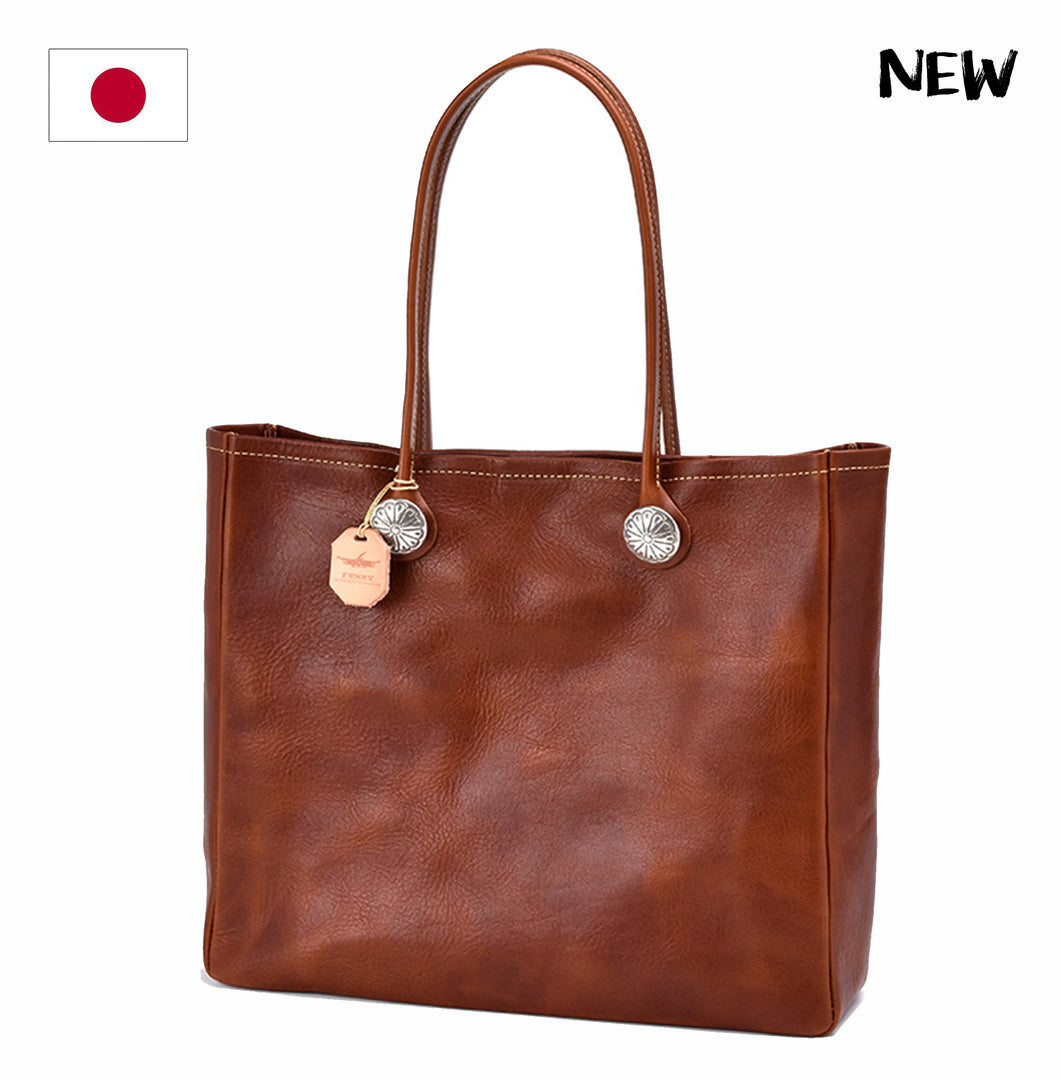 FUNNY LEATHER TOTE BAG - BROWN
